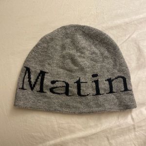 Matin Kim Logo Jacquard Short Beanie In Grey
